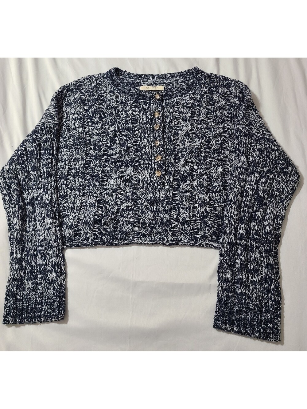 Vtg Ralsey Cropped Marled Chunky Knit Sweater Womens Size Large Button Cardigan - Picture 4 of 8